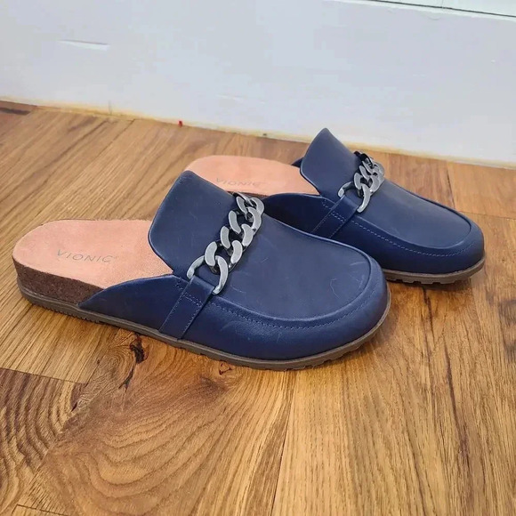Vionic Shoes - Vionic Georgie Women's Size 9.5 Blue Mules Open Back Clog Style Arch Support